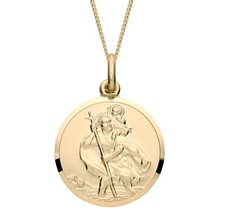 9ct Gold on Silver St Christopher LARGE Pendant Necklace 16 18 20" Chain MEN'S