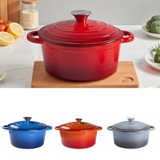 Enameled Casserole Pot Cast Iron Dutch Oven Cookware Stockpot Cooking Pot W/ Lid
