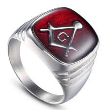 Masonic Ring Red Epoxy Square