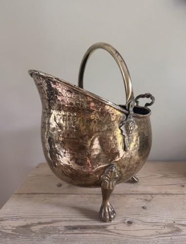 Vintage brass hammered coal - vintage,