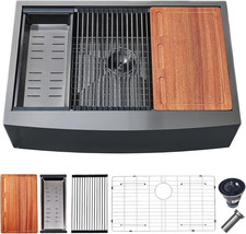 33" Black Farmhouse Sink - 16