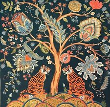 Paloma TREE OF LIFE Cushion Fabric - Precut Squares or 6 Panels Per Yard - Teal