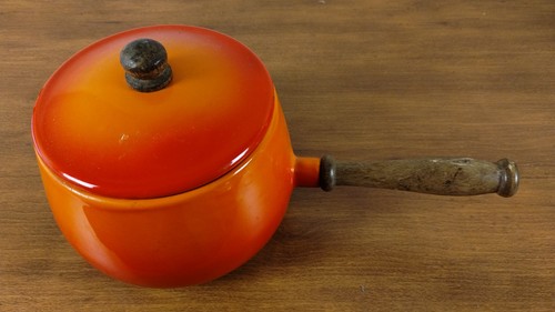 Vintage orange enamel - vintage, cast