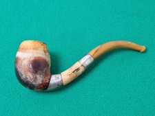 Antique Meerschaum Smoking Pipe with Hallmarked Sterling Silver Mounts