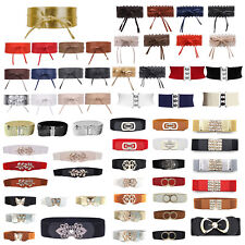 Ladies Wide Elastic Waist Buckle Belt Corset Women Stretch Cinch Dress Waistband