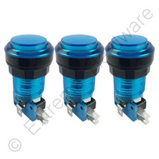 3 x Blue 5V LED T10 28mm Round Illuminated Arcade Push Buttons & Microswitches