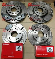 FOR VW SCIROCCO R MK3 GROOVED FRONT AND REAR DISCS WITH NEW BREMBO PADS SETS