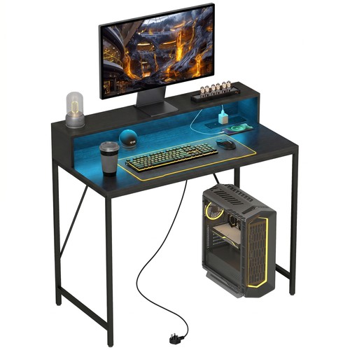 Homcom gaming desk with led - desk,