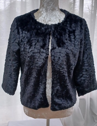 Apricot black faux fur mock - apricot,