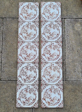 SET OF TEN FIREPLACE TILES GEORGE MARSDEN BROWN FLORAL TRANSFER PRINT C1890