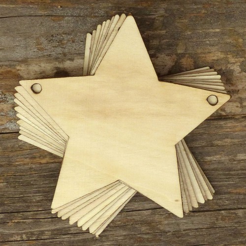 10x wooden star pointed - 10x,