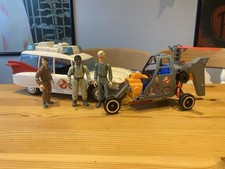 Kenner Vintage 1980's Real Ghostbuster Figures Bundle. Ecto-1 And Helicopter.