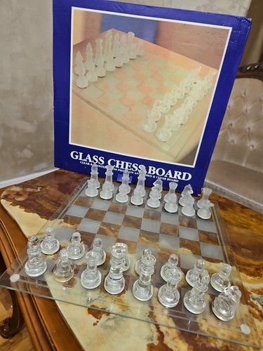 Glass chess set with - chess,