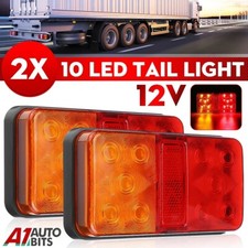 Set Of 2 10 Led Recovery Rear Tail Lights Lamps For Trailer Truck Lorry Bus 12V