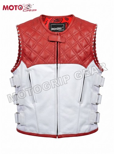 Men swat leather vest - swat, red