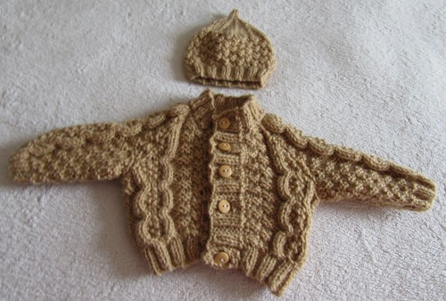 Hand knitted cable - , cardigan