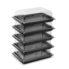 $50x Small Plastic Sandwich Platters With Lids-Ideal for Party Food, Cake Buffet