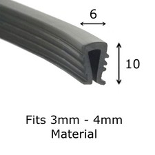 Finned 3-4mm Rubber U Shape