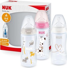 NUK First Choice+ Baby Bottles Set | 0-6 Months | Temperature Control | 3 Count