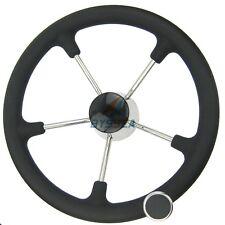 Boat Steering Wheel Marine Steering 5 Spoke Black Foam Grip Knob 13-1/2''