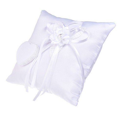 White wedding ring cushion - white,