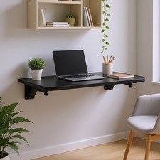 Wall Mounted Table Drop-Leaf Folding Floating Hanging Laptop Desk Wooden Shelf