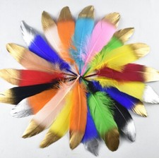Large Gold Tip Beautiful Goose Feathers 15-20cm Fly Craft Hat Arts Decorations 