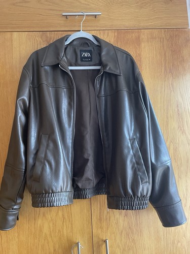Zara faux leather jacket brown - zara,