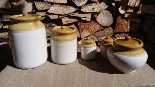 Glazed stoneware storage jar - storage,