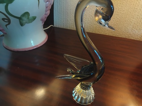 Large murano art glass swan - glass,