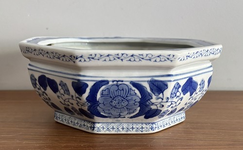 Vintage blue and white bonsai - white,