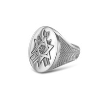 Order of The Secret Monitor Masonic Ring - Solid Silver Hallmarked Heavy Weight