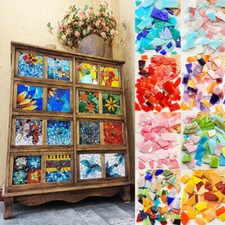 100g Tiles Mosaic Glass Pieces Colored For Art Craft Bulk 18 Colors
