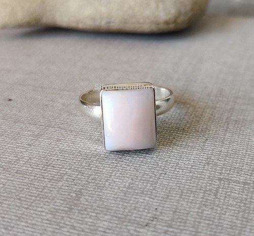 Pink opal gemstone rectangle - pink,