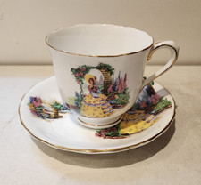 Vintage Victoria C & E Bone China Lady in Yellow Dress Teacup & Saucer – Garden