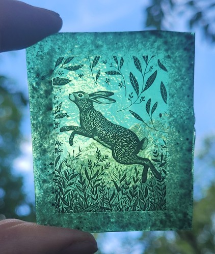Stained glass hare permanently - stained,