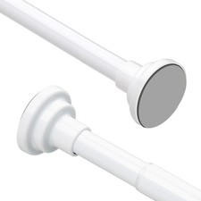 White Shower Curtain Rail Rod Extendable 76-132/195/256 CM Telescopic Pole Φ25mm