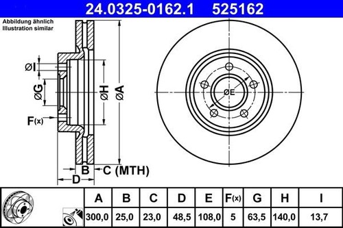 Brake disc ate 0325 - ate, 24.0325-0162.1