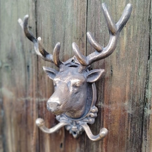 Large cast iron bronze stag - large,