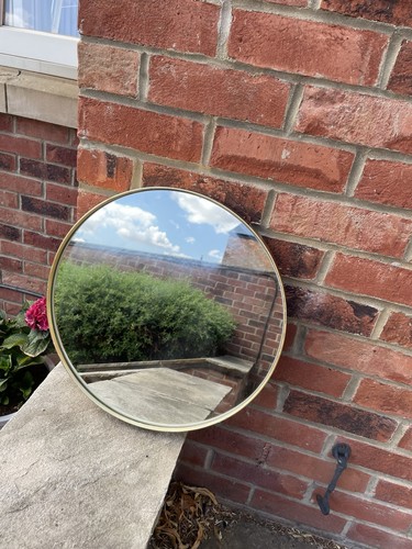 Gold circular wall mirror - gold,