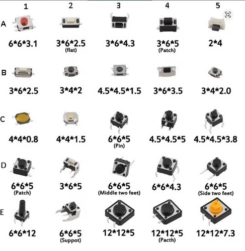 Assorted micro switch push