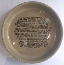 Vintage Moira Stoneware Brown Betty Recipe Serving Dish Oven to Table