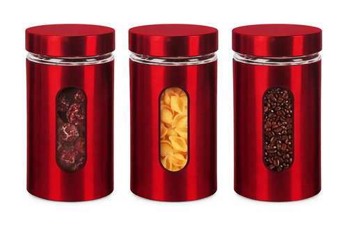 3pc glass storage jar set - glass,