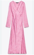 Zara Pink Satin Jacquard Midi