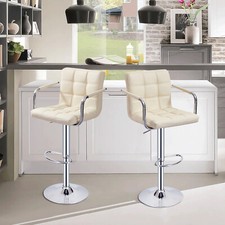 2PCS Bar Stools Gas Lift Swivel Stool Pub Club Cafe Breakfast Chair Faux Leather