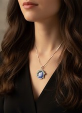 Copper Turquoise 2-1/2” (incl.Bale) Jaguar PENDANT 925 SILVER Blue 22” NECKLACE