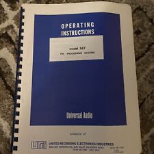 UREi Electronics Operating Instructions Model 567 Pa Processing System