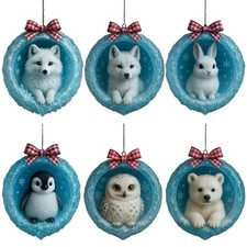 Ice Crystal Cave Animal Christmas Tree Decor - Double-sided Flat Acrylic Pendant