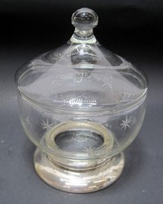 VTG Sterling Silver Apothecary Jar with MCM Star Atomic Cut Glass Circus Tent