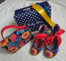 RUBY SHOO GORGEOUS BLACK BOTANICS WILLOW SHOES & HANDBAG+COL.RIBBONS SIZE UK 6